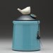 Ceramic Bird jar,turquoise handmade pottery jar ,home decor,Little Clay Bird on Jar, raku fired art pottery, handmade jar with lid