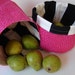 Pink Pirput Parput Canvas Fabric basket, Finland, 6,5" diameter