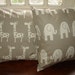 SALE Pillow cases, set of 2, Giraffe and Elephant, durable cotton canvas, light brown, beige, US ship only