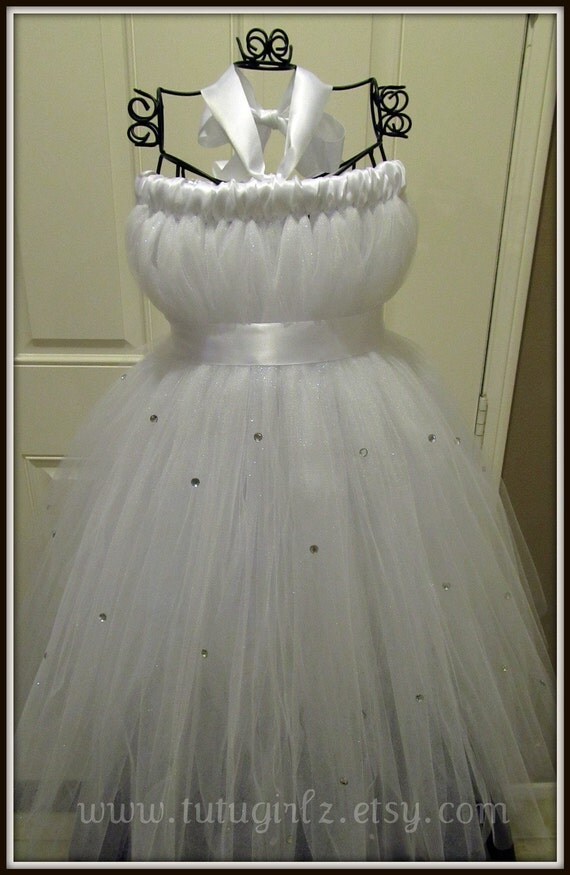 Items similar to Classic Flower Girl Tutu Dress with Rhinestones on Etsy