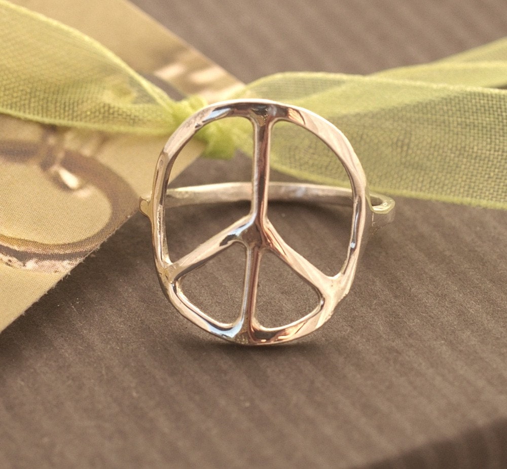 Silver Peace Sign Ring Peace Ring Silver Ring.