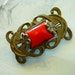 Antique Pin Brooch Art Nouveau Coral Glass