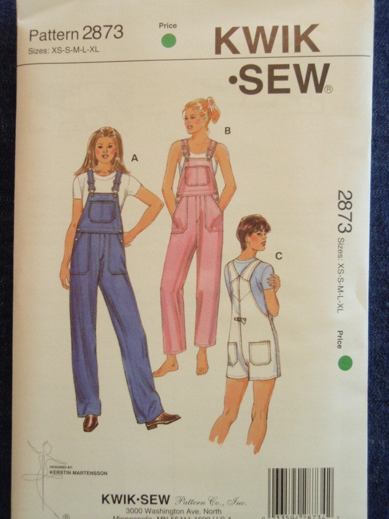 KwikSew 2873 misses overalls sewing pattern all sizes