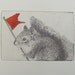 Original Etching of a squirrel with flag,hand pulled
