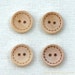 Wooden Buttons, Natural Color - Round With Dotted Line (4 in a set)