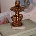 SHABBY VINTAGE 1940's GLAM CHERUB CANDLE STICK HOLDER WITH MARBLE BASE
