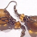 Earrings Amber Topaz Swarovski Austrian Crystal Lucite Antique Brass FREE SHIPPING