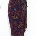 Sue Wong Purple Orange Turquoise Tribal Print Silk Sarong Skirt Size S to M