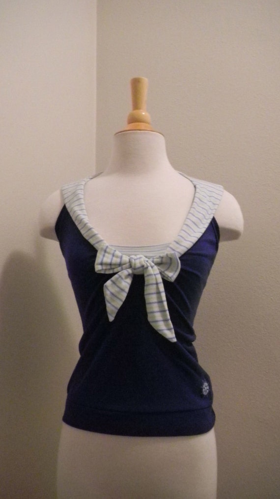 One of a kind Retro Sailor Halter Top OOAK XS