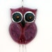 Pink Owl Windchime mobile , fused Glass garden artwork suncatcher