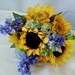 Sunflower Bridal Bouquet silk Flowers Country Weddings blue yellow home decor centetpiece accessories periwinkle Reserved for Rhonda