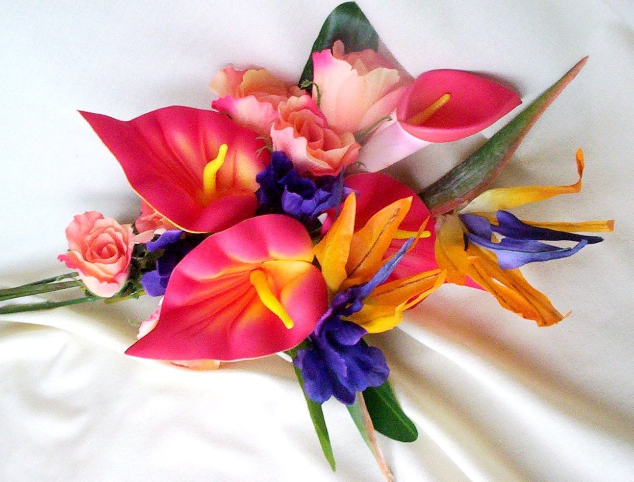 Destination Wedding Bouquet Bird of Paradise Silk Flowers