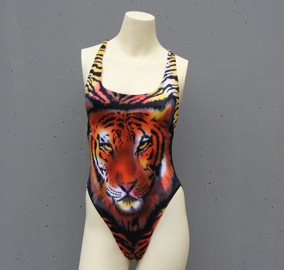 MEOW 80s Tiger Print Swimsuit xs-s