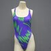 BEACH BABE 80s Purple and Lime Green Swimsuit, xs-s
