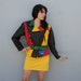 1980s BIKER JACKET / Colorblock Leather Belted Corset Jacket, m