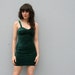 1980s Mini DRESS / Forest GREEN Crushed Velvet Bandage Mini, xs-m