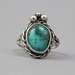 1960s STERLING RING / Boho Chunky Turquoise & Etched Silver