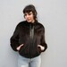 1970s Striped MINK COAT / Dark Espresso Brown Skinny Stripes Bomber Jacket, m