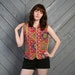 80s ETHNIC BLOUSE / Bright Silk Top, m