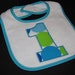 Custom 1st Birthday Bib in Blue Disco Dots - Emboirdered with Baby's Name