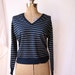 1970's blue & white stripes vintage Givenchy vneck Pullover Small