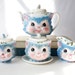 Vintage Tea Set, 1960's Miss Priss Kitty Cat , Sugar Cream Full Service, lefton