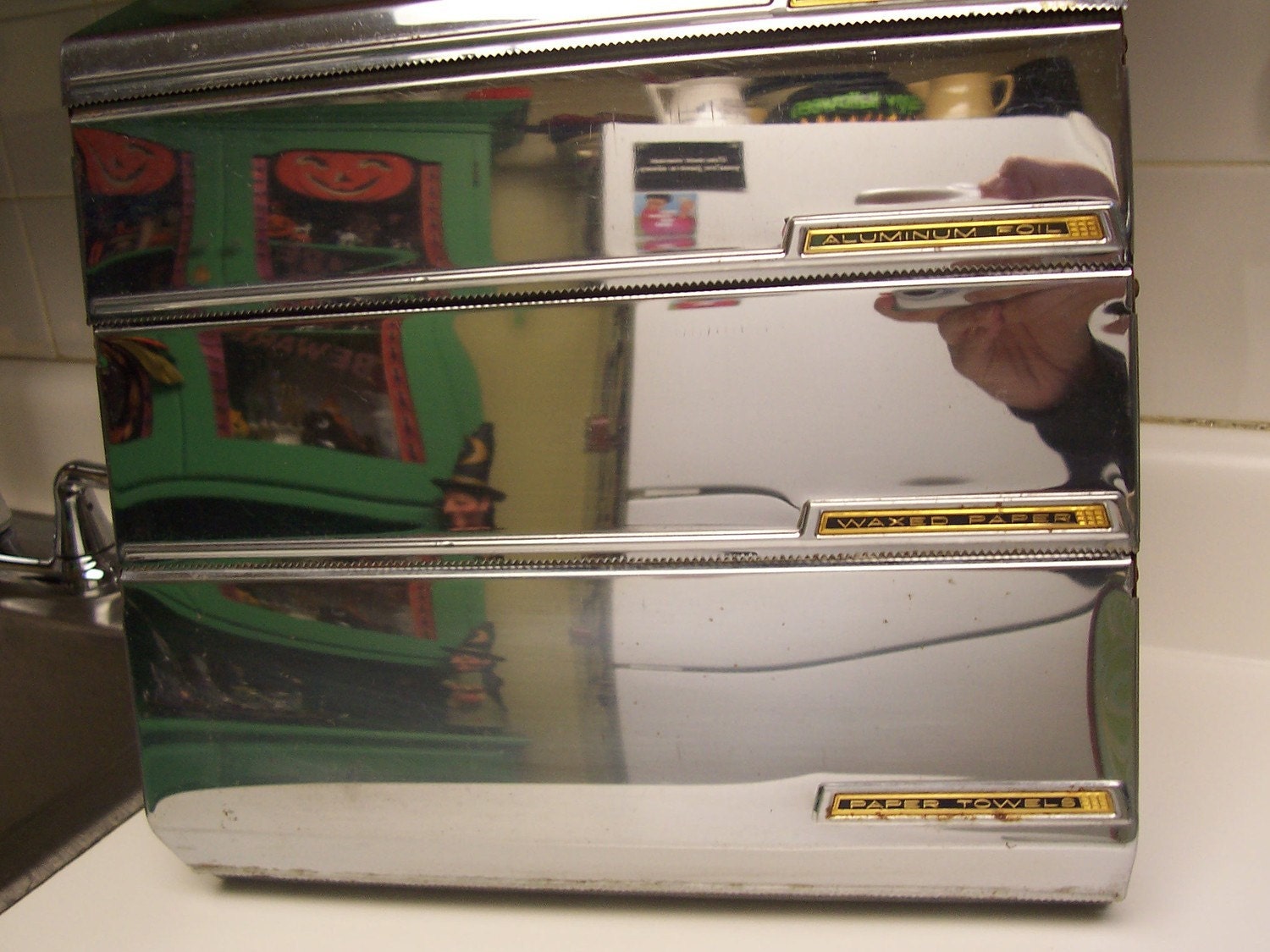 Retro 1950's chrome dispenser kitchen towel foil paper