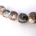 Muted Earth Tones Mottled Striated Stone-like Round Matte Lampwork Bead Set of 5