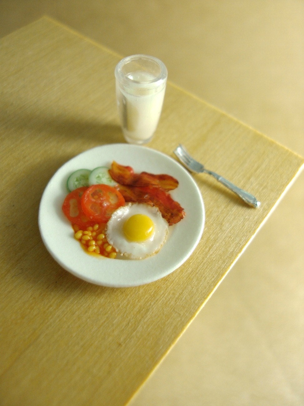 Miniature Bacon and Eggs Breakfast Set 1/12 Scale Dollhouse