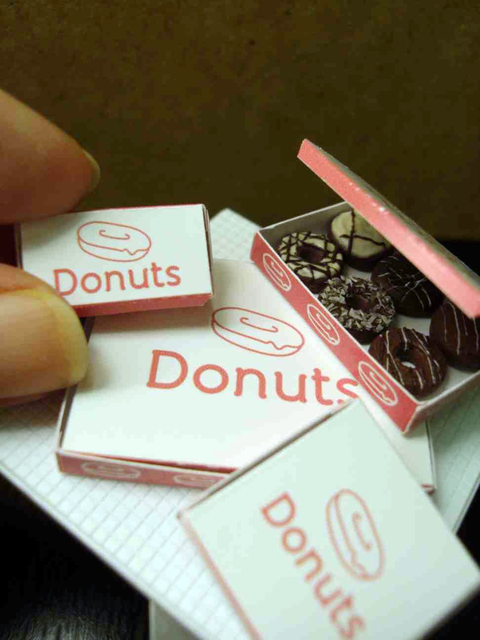 Printable PDF File Dollhouse Miniature Donut Boxes by snowfern