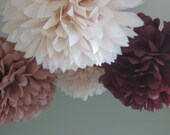Rum Raisin - 5 Tissue Paper Pom Poms- Flower DIY Decor Kit - Christmas Shabby Chic and Feminine Il_170x135