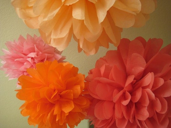 9 Tissue Paper Pom Poms Decoration Holiday Party - Outdoor Picnic DIY Kit Il_570xn