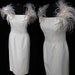 For Sale Vintage Lilli Diamond 50s 60s Maribou Feathers Wiggle Party Wedding Bridal Cocktail Crepe Bombshell Dress