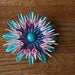 Vintage 60s 1960s Flower Power Blue Pink Plastic Brooch Mod Enamel Pin