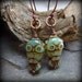 Owl earrings, jade green, copper, Bird Earrings, Kappa Kappa Gamma Chi Omega, Owl Mascot, Graduation Gift