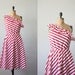 1970's cranberry stripe sundress