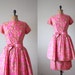 1950s dress - vintage floral peplum cocktail dress