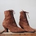 vintage lace-up ankle boots - brown leather pixie boots size 7
