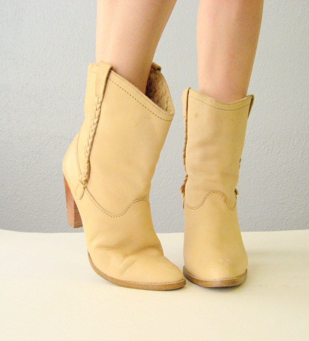 cream colored shearling boots size 8 reserved