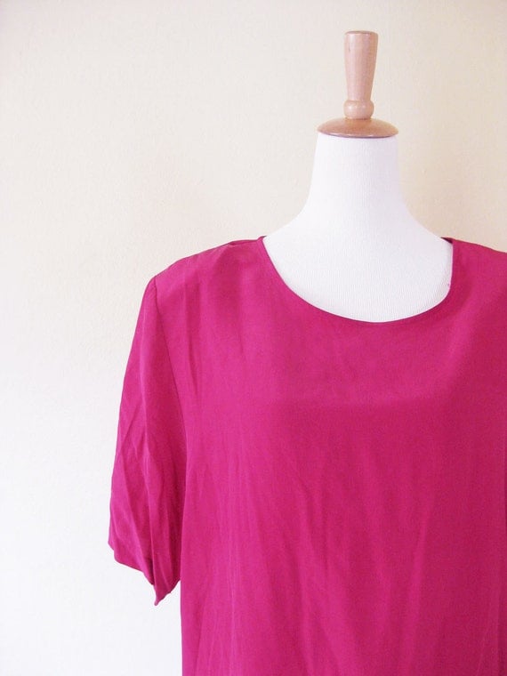Vintage PLUS SIZE Cranberry Silk Blouse Shirt Top Xxl Xl 2x