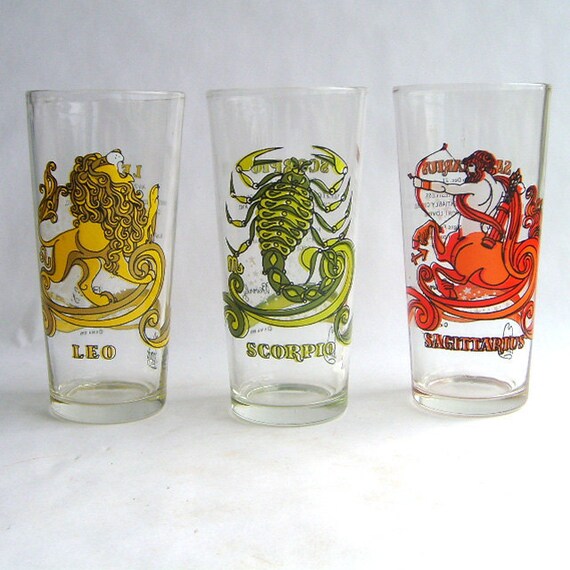 Zodiac Signs Drinking Glasses. Leo. Sagittarius. Scorpio