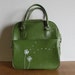 Blow - VINTAGE green SEARS travel bag with hand painted dandelions