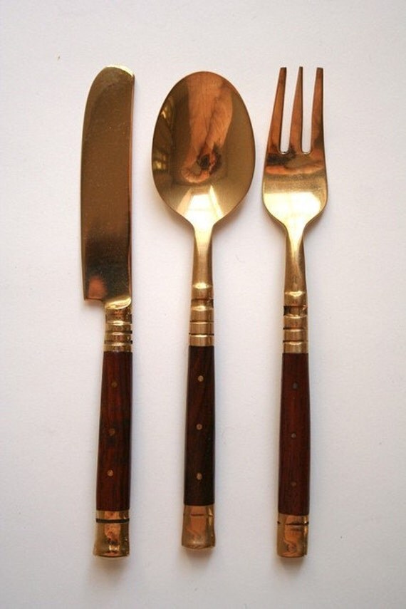 Brass Cutlery | sale wood and brass canape cutlery set Brass Cutlery | sale wood and brass canape cutlery set