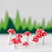 Set of ten red and white toadstools for terrariums, plants or cake toppers