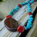 Red Coral , Turquoise Nugget And Varigated Jasper Necklace