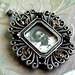 1 pc//Large Antique Silver PHOTO FRAME Pendant with Magnetic Back Flap and Rhinestones