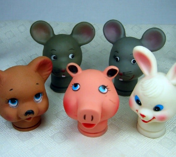 Vintage Plastic Animal Doll Heads