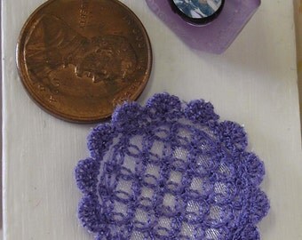 1:12 Purple Lace Doily - Embroidered Scale Miniature Dollhouse - Handmade Victorian Shabby Cottage *Free Shipping*