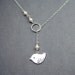 Bird Necklace 'Eleanor' Lariat Style Sterling Silver with White Swarovski Pearls