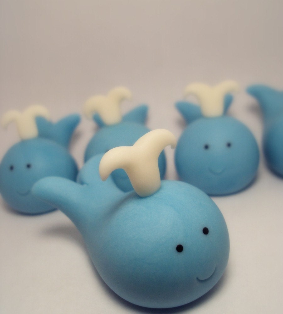 Whale Baby Shower Fondant Cupcake Toppers